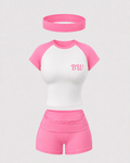 3 Piece Summer Short Set- Pink