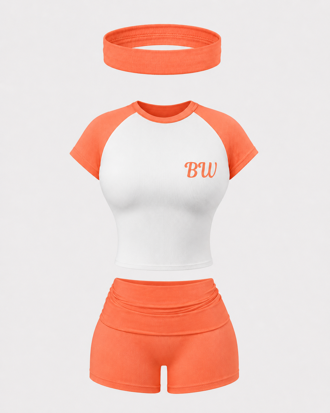 3 Piece Summer Short Set- Orange