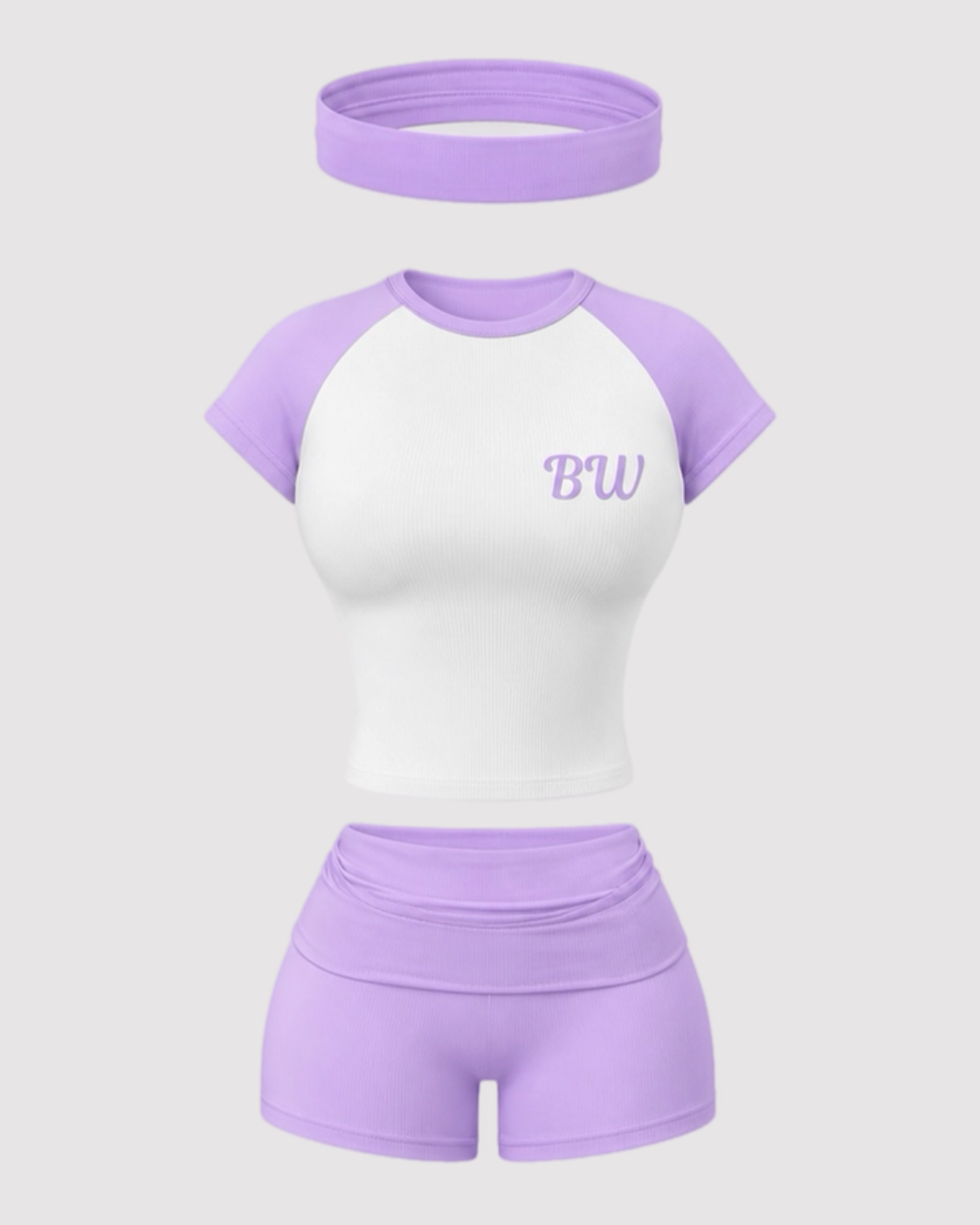 3 Piece Summer Short Set- Purple